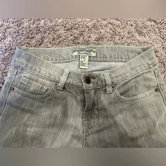 Forever 21 Grey Straight Leg Jeans Distressed Wear Marks Size 24 - Picture 9 of 10